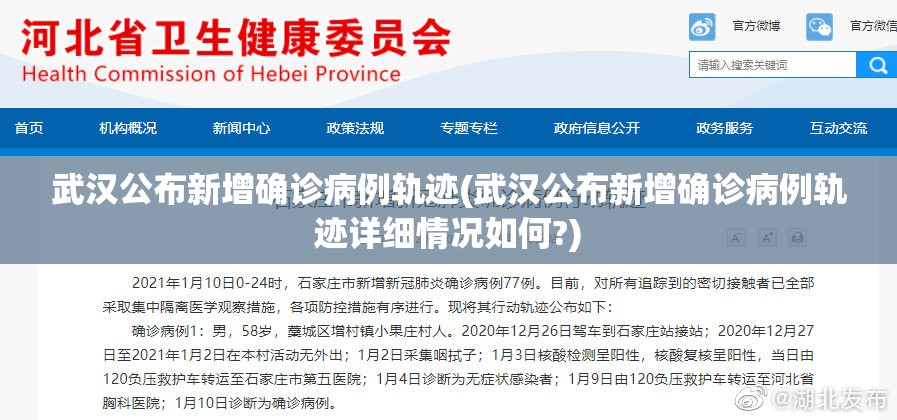 武汉公布新增确诊病例轨迹(武汉公布新增确诊病例轨迹详细情况如何?)