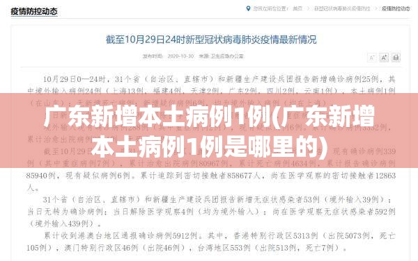 广东新增本土病例1例(广东新增本土病例1例是哪里的)