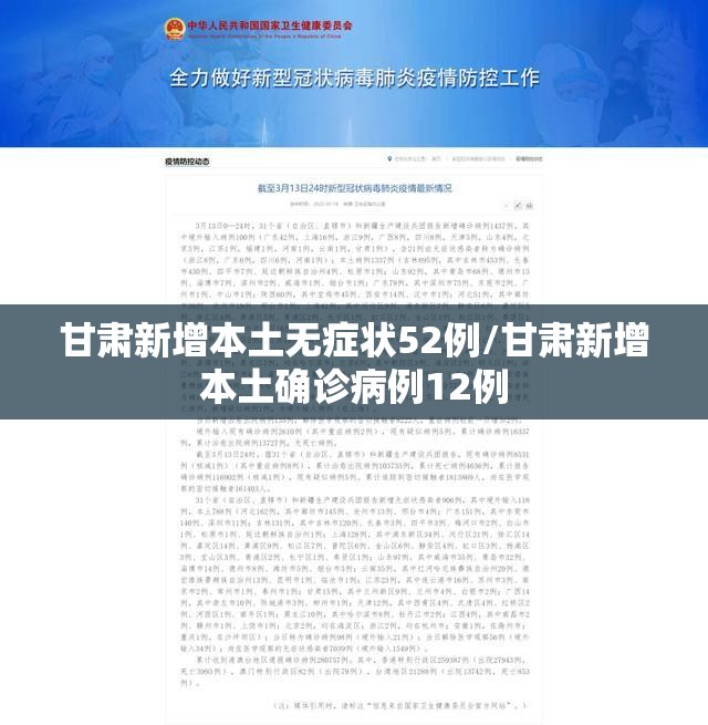 甘肃新增本土无症状52例/甘肃新增本土确诊病例12例