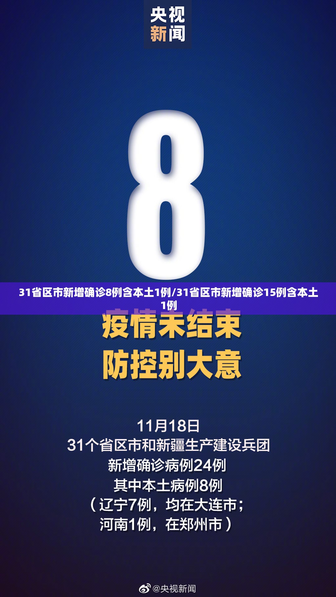 31省区市新增确诊8例含本土1例/31省区市新增确诊15例含本土1例