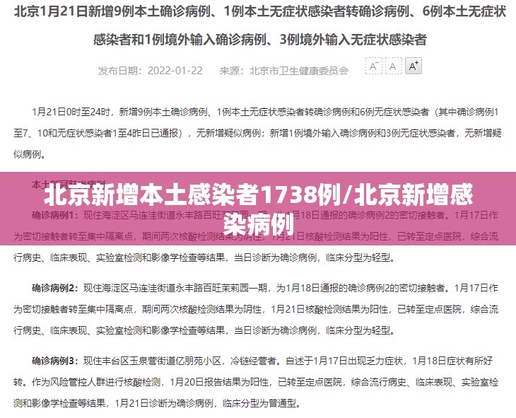 北京新增本土感染者1738例/北京新增感染病例