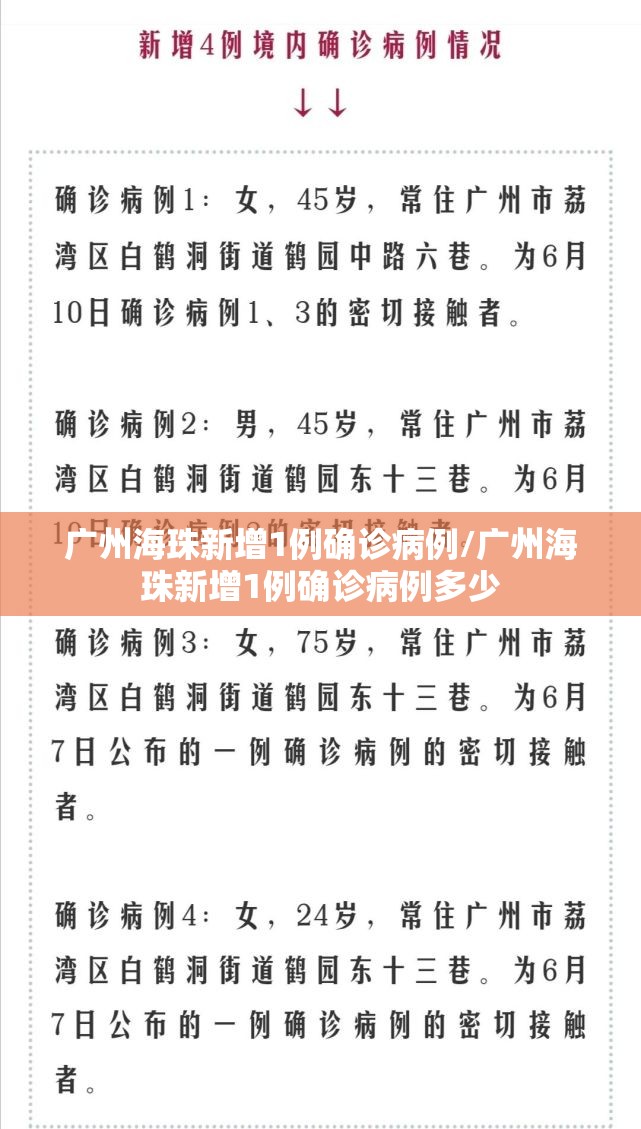 广州海珠新增1例确诊病例/广州海珠新增1例确诊病例多少