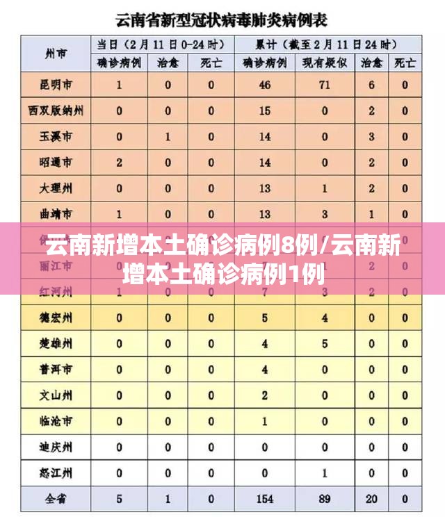 云南新增本土确诊病例8例/云南新增本土确诊病例1例