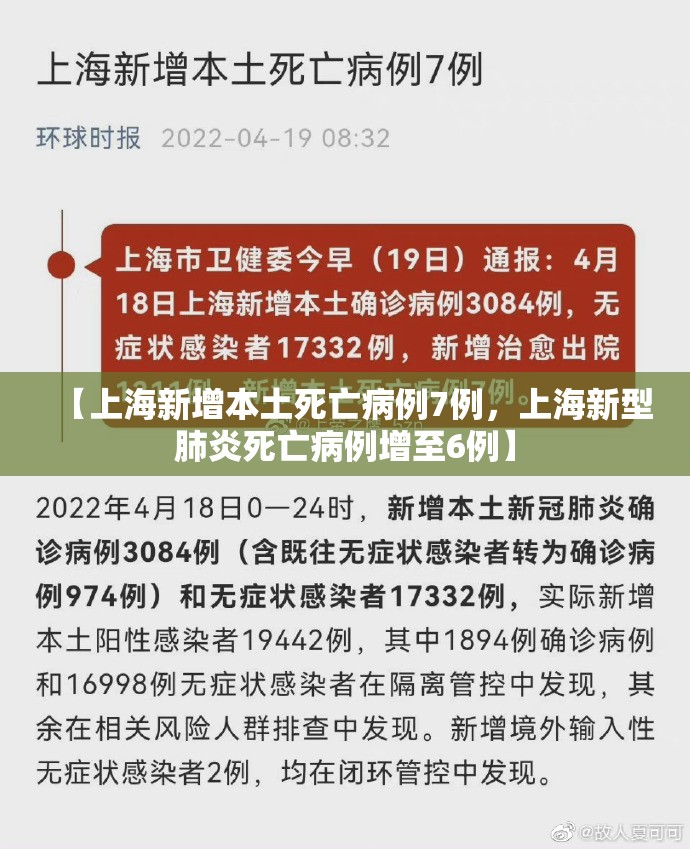 【上海新增本土死亡病例7例，上海新型肺炎死亡病例增至6例】