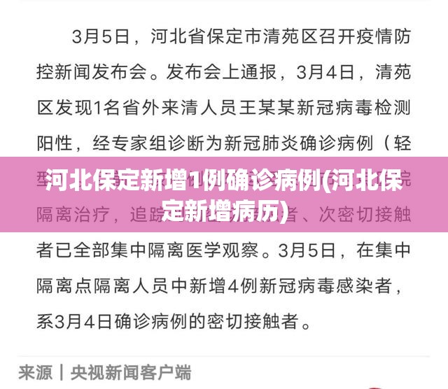河北保定新增1例确诊病例(河北保定新增病历)