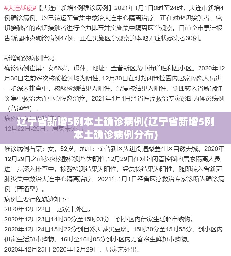 辽宁省新增5例本土确诊病例(辽宁省新增5例本土确诊病例分布)