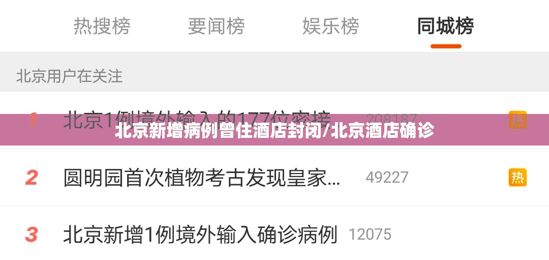 北京新增病例曾住酒店封闭/北京酒店确诊