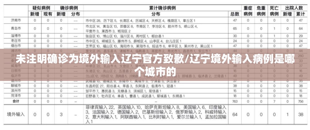 未注明确诊为境外输入辽宁官方致歉/辽宁境外输入病例是哪个城市的