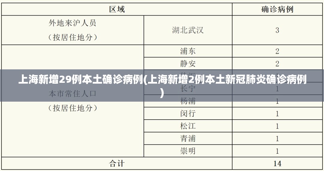 上海新增29例本土确诊病例(上海新增2例本土新冠肺炎确诊病例)