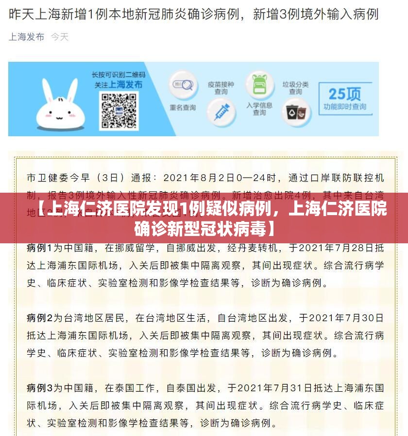 【上海仁济医院发现1例疑似病例，上海仁济医院确诊新型冠状病毒】