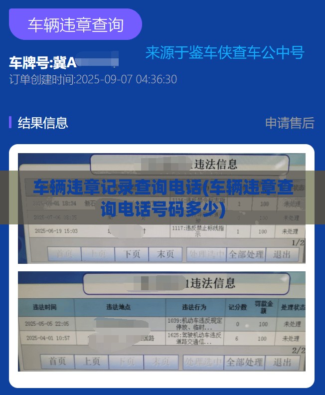 车辆违章记录查询电话(车辆违章查询电话号码多少)