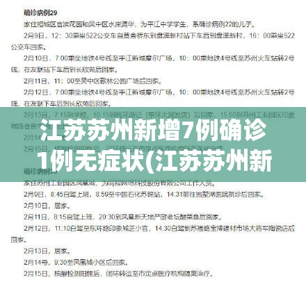江苏苏州新增7例确诊1例无症状(江苏苏州新增52例确诊)