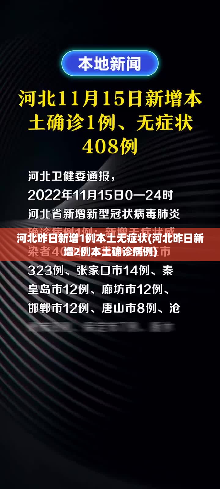 河北昨日新增1例本土无症状(河北昨日新增2例本土确诊病例)