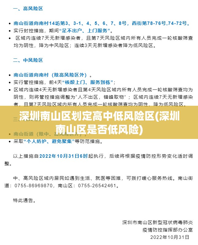 深圳南山区划定高中低风险区(深圳南山区是否低风险)