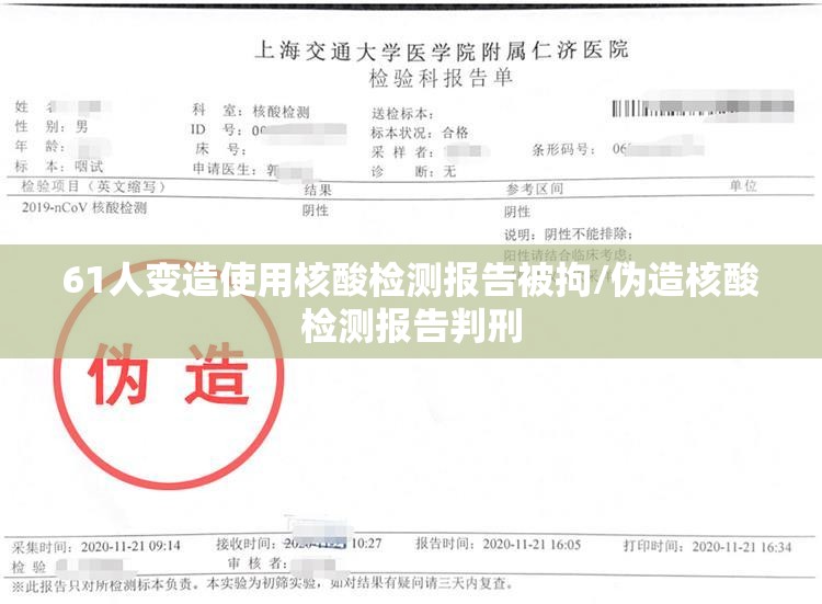 61人变造使用核酸检测报告被拘/伪造核酸检测报告判刑 61人变造使用核酸检测报告被拘/伪造核酸检测报告判刑