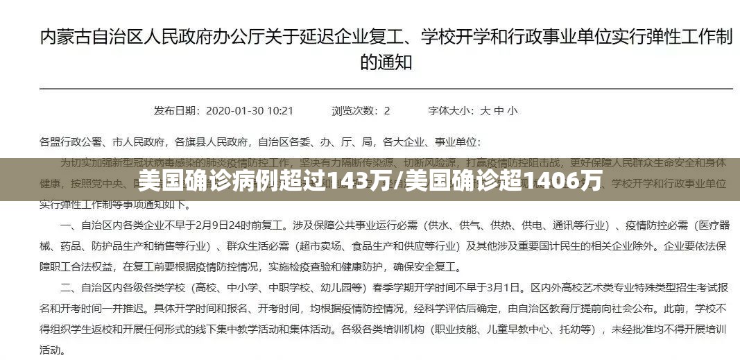 美国确诊病例超过143万/美国确诊超1406万