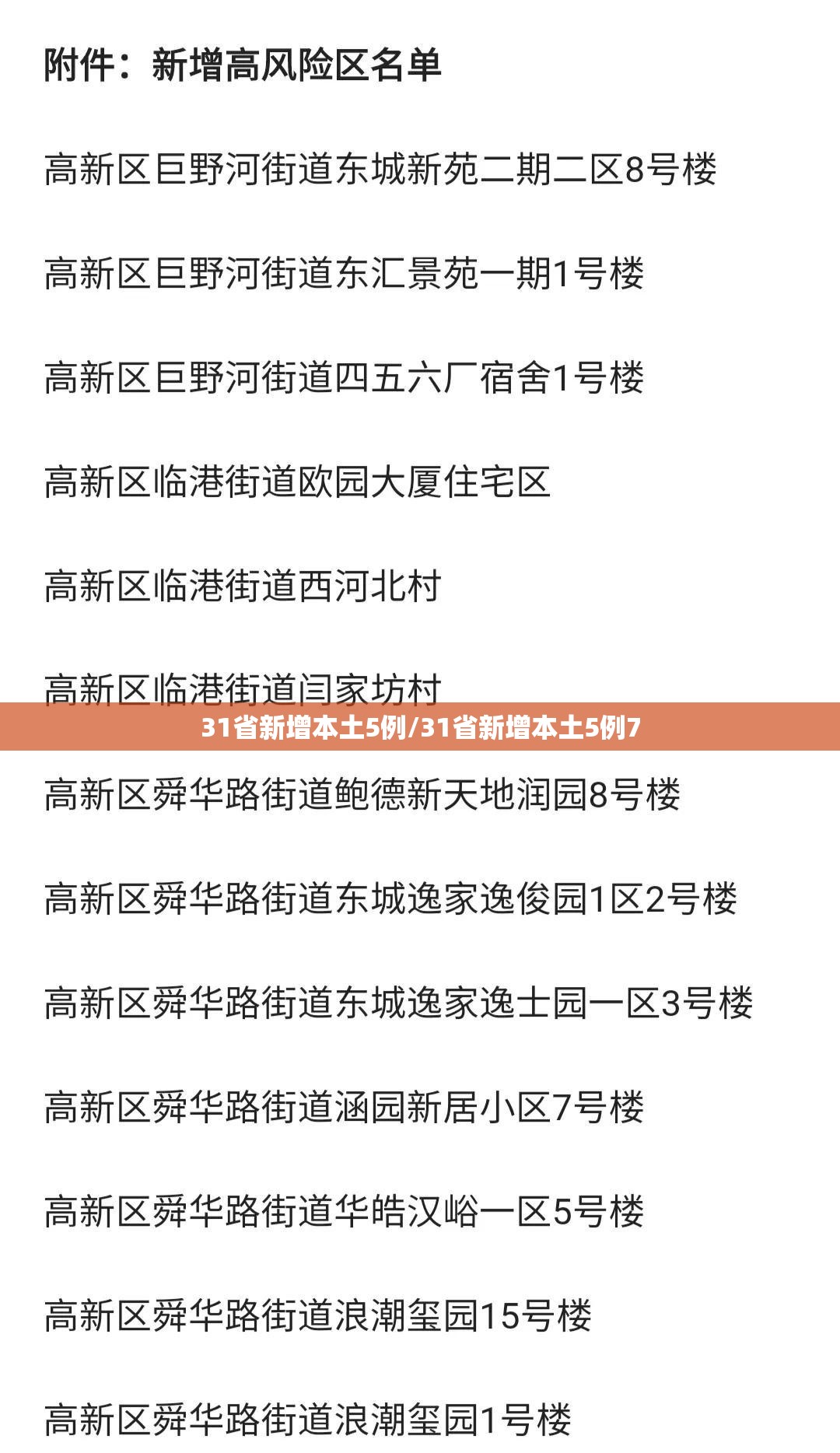 31省新增本土5例/31省新增本土5例7