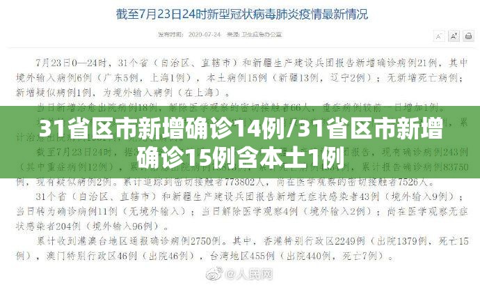 31省区市新增确诊14例/31省区市新增确诊15例含本土1例