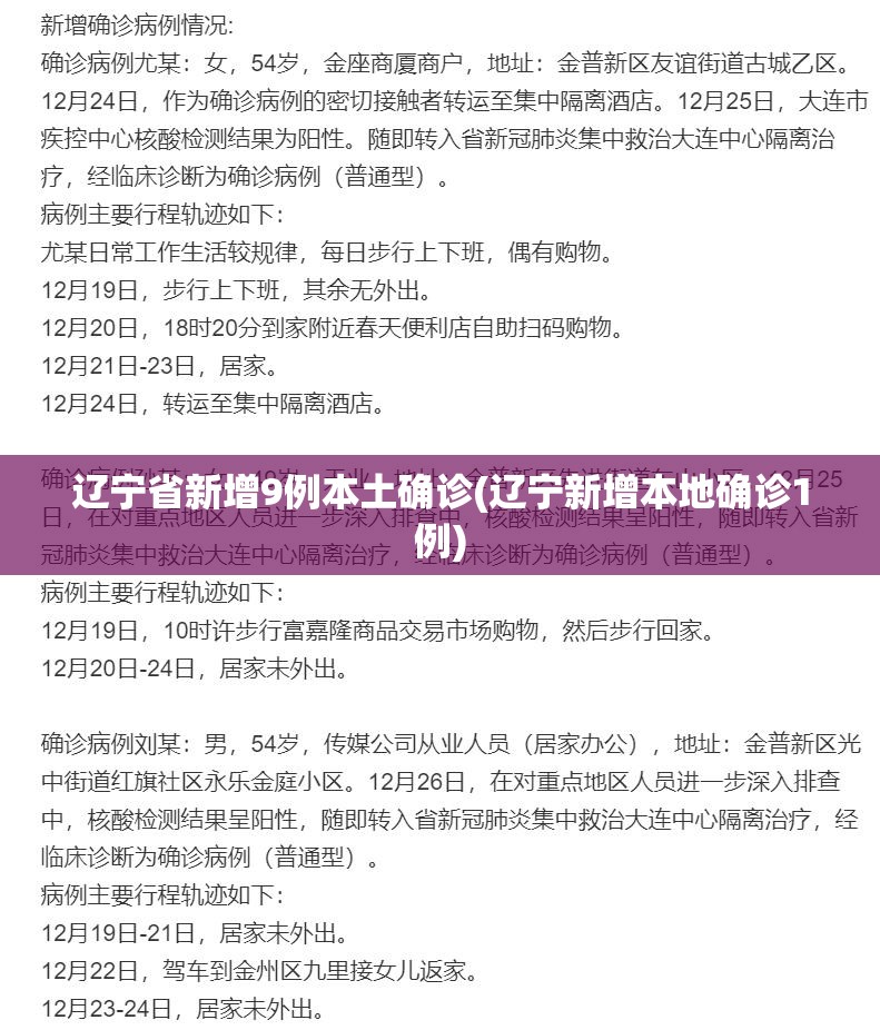 辽宁省新增9例本土确诊(辽宁新增本地确诊1例) 辽宁省新增9例本土确诊(辽宁新增本地确诊1例)