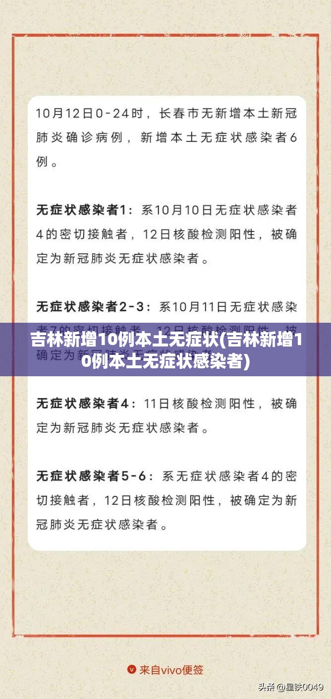 吉林新增10例本土无症状(吉林新增10例本土无症状感染者) 吉林新增10例本土无症状(吉林新增10例本土无症状感染者)