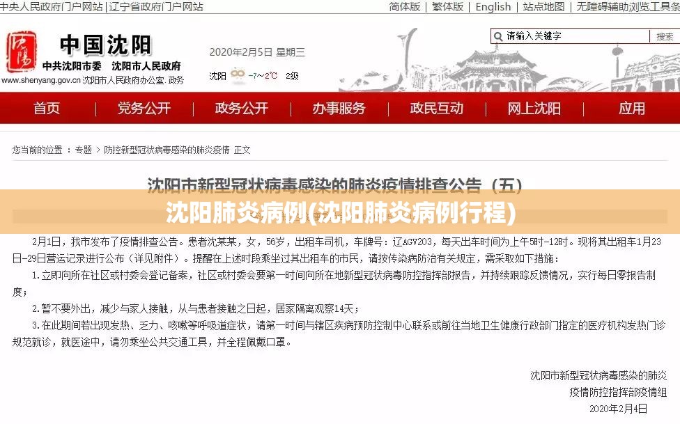沈阳肺炎病例(沈阳肺炎病例行程)