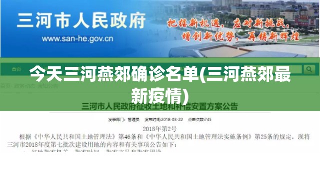 今天三河燕郊确诊名单(三河燕郊最新疫情)