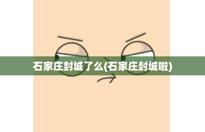 石家庄封城了么(石家庄封城啦)