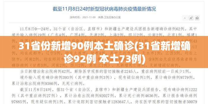 31省份新增90例本土确诊(31省新增确诊92例 本土73例)