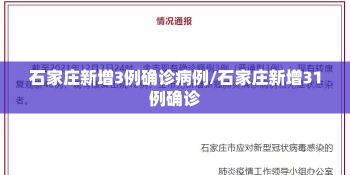 石家庄新增3例确诊病例/石家庄新增31例确诊