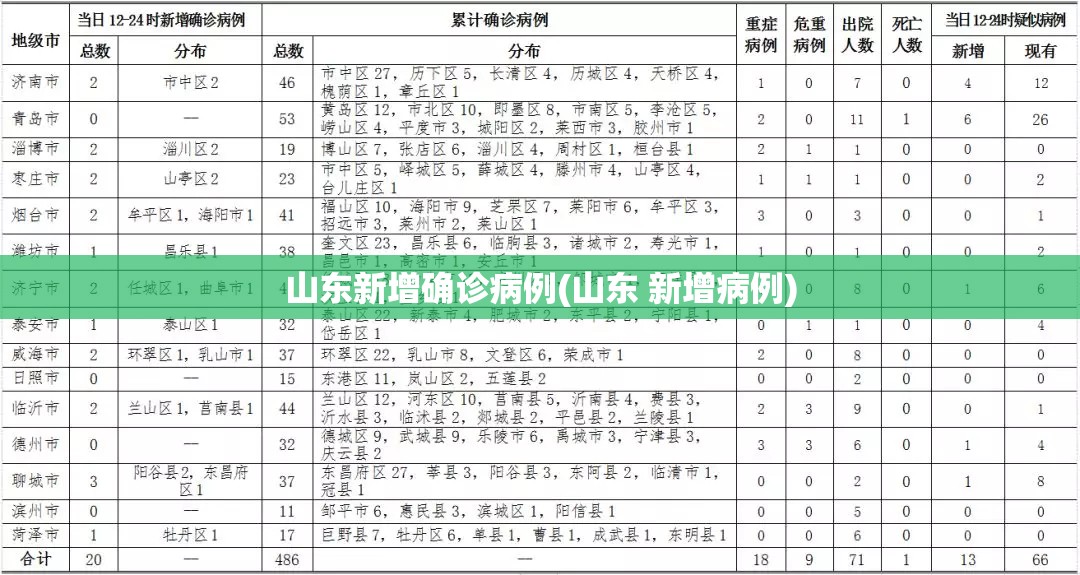 山东新增确诊病例(山东 新增病例)