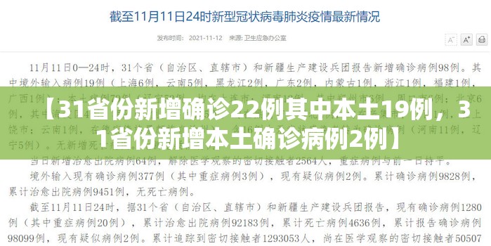 【31省份新增确诊22例其中本土19例，31省份新增本土确诊病例2例】