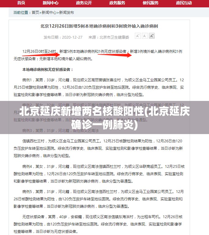 北京延庆新增两名核酸阳性(北京延庆确诊一例肺炎)
