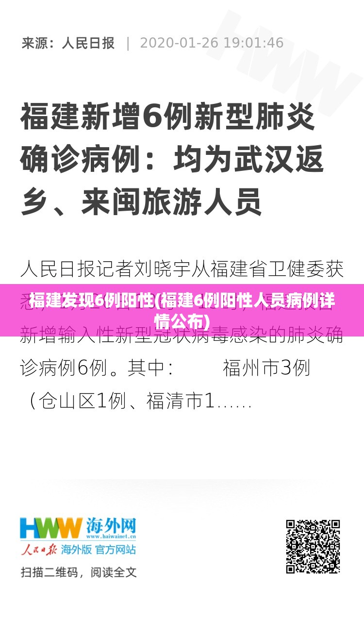福建发现6例阳性(福建6例阳性人员病例详情公布) 福建发现6例阳性(福建6例阳性人员病例详情公布)