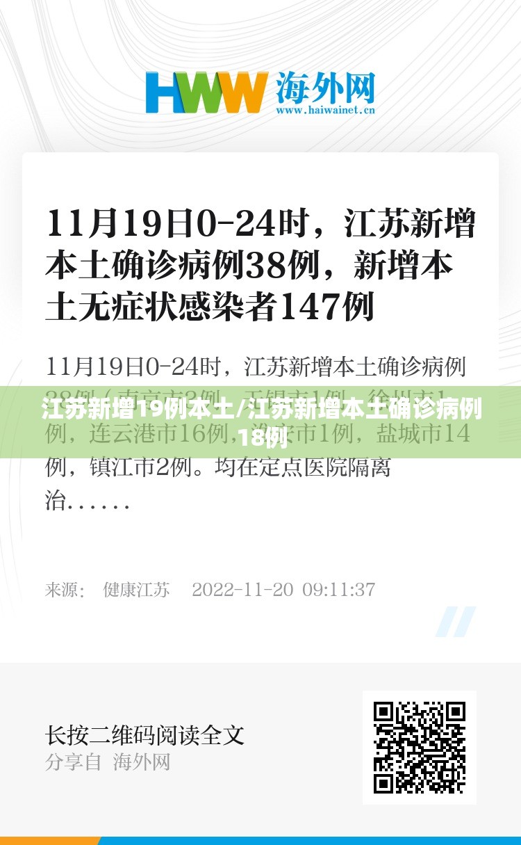 江苏新增19例本土/江苏新增本土确诊病例18例