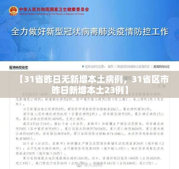 【31省昨日无新增本土病例，31省区市昨日新增本土23例】