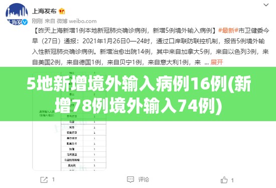 5地新增境外输入病例16例(新增78例境外输入74例) 5地新增境外输入病例16例(新增78例境外输入74例)