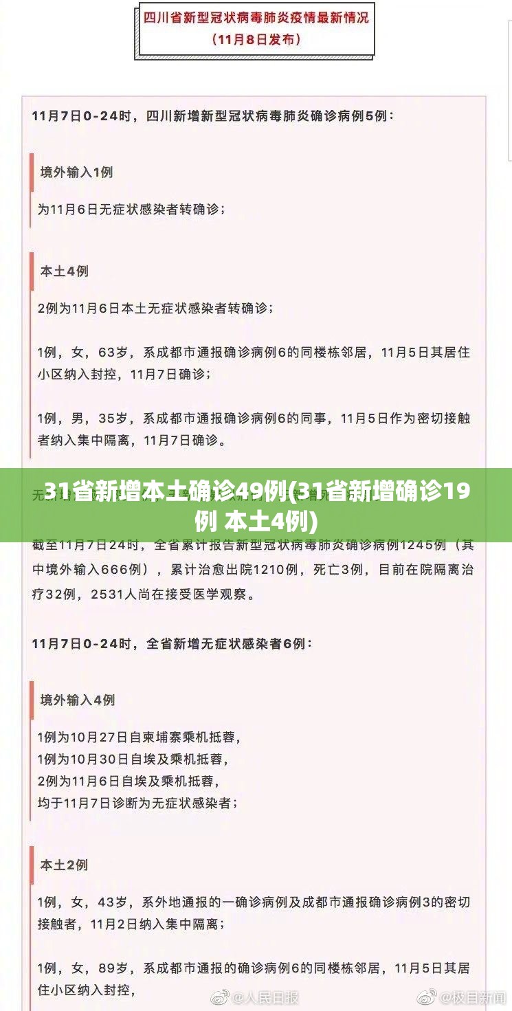 31省新增本土确诊49例(31省新增确诊19例 本土4例)