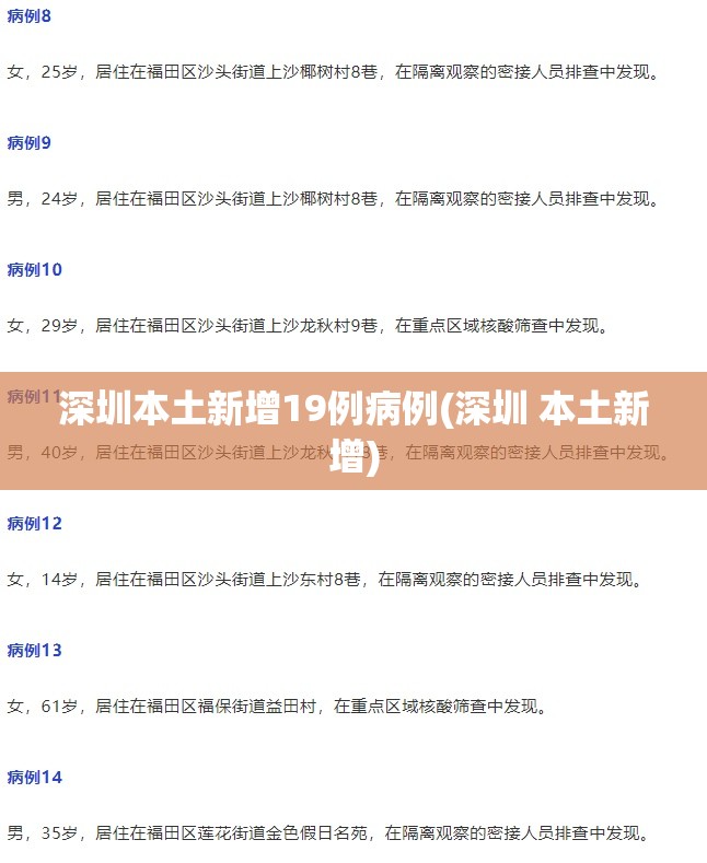 深圳本土新增19例病例(深圳 本土新增)