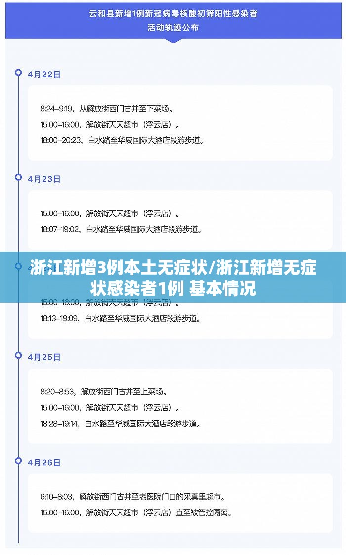 浙江新增3例本土无症状/浙江新增无症状感染者1例 基本情况
