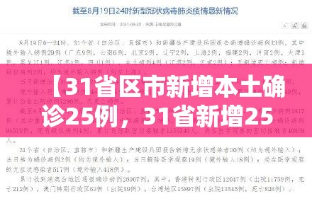 【31省区市新增本土确诊25例，31省新增25例确诊 其中本土9例】