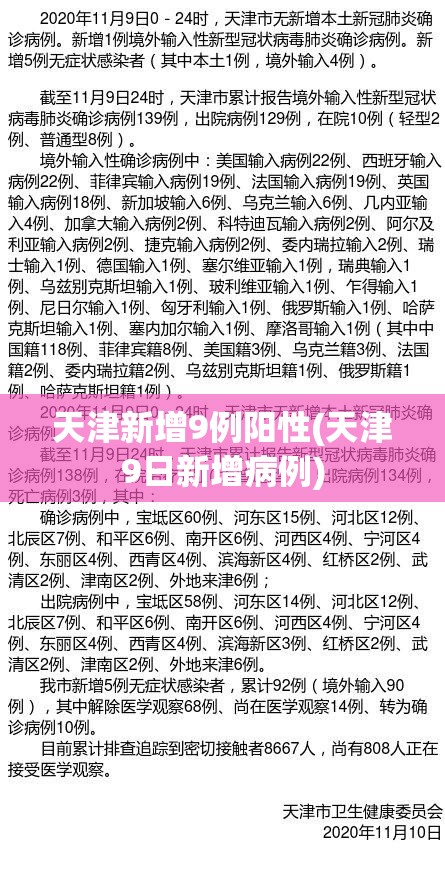 天津新增9例阳性(天津9日新增病例) 天津新增9例阳性(天津9日新增病例)