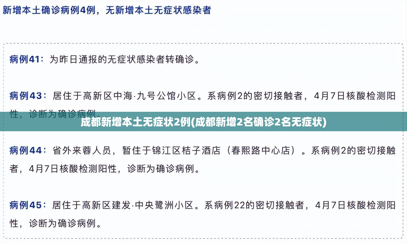 成都新增本土无症状2例(成都新增2名确诊2名无症状)
