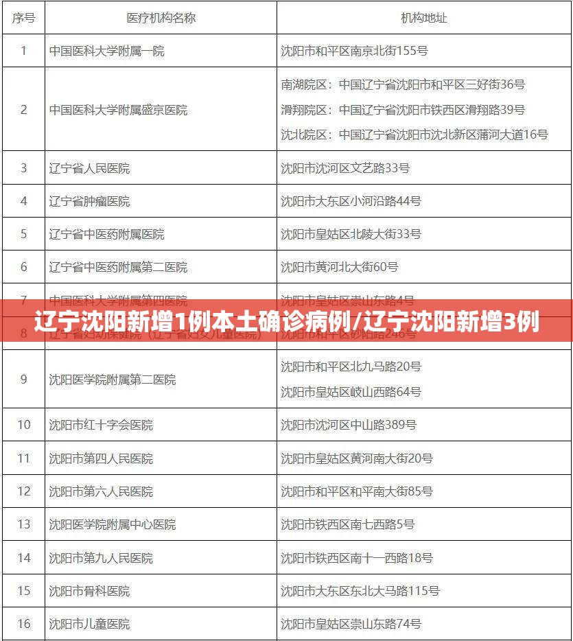 辽宁沈阳新增1例本土确诊病例/辽宁沈阳新增3例
