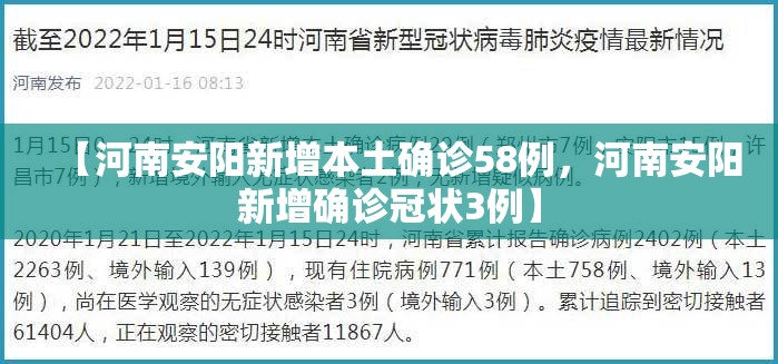 【河南安阳新增本土确诊58例，河南安阳新增确诊冠状3例】