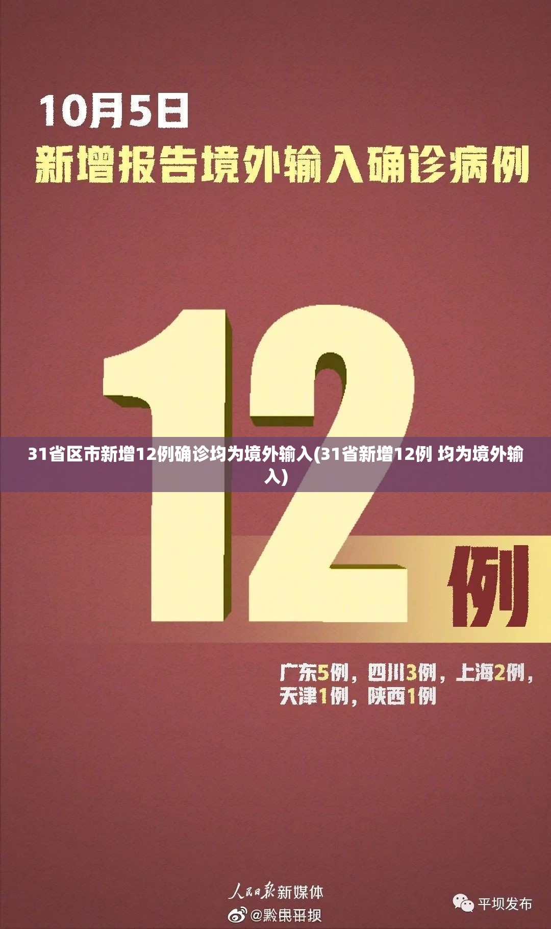 31省区市新增12例确诊均为境外输入(31省新增12例 均为境外输入)