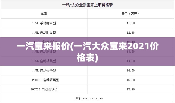 一汽宝来报价(一汽大众宝来2021价格表)
