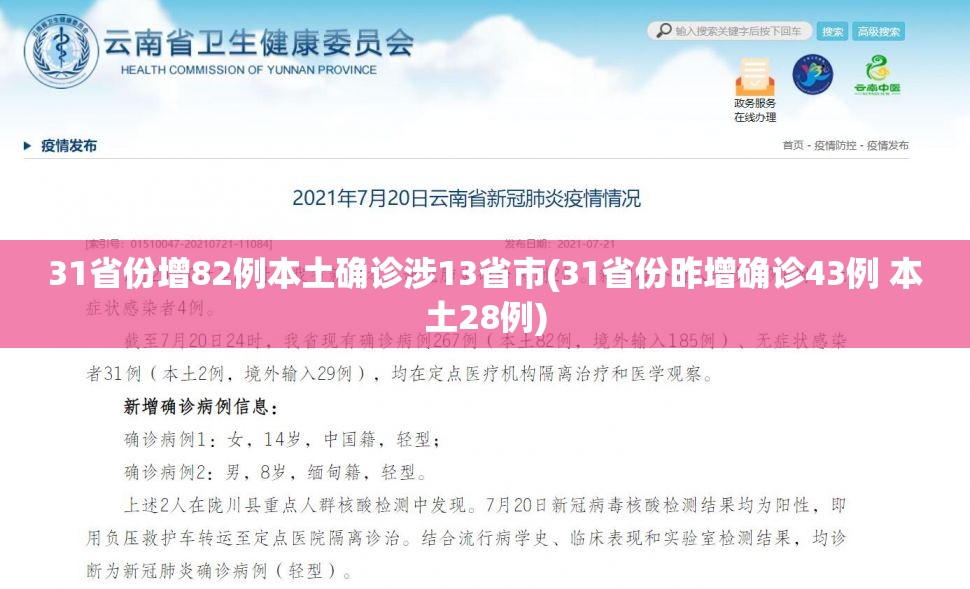 31省份增82例本土确诊涉13省市(31省份昨增确诊43例 本土28例)
