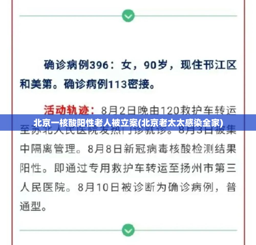 北京一核酸阳性老人被立案(北京老太太感染全家)