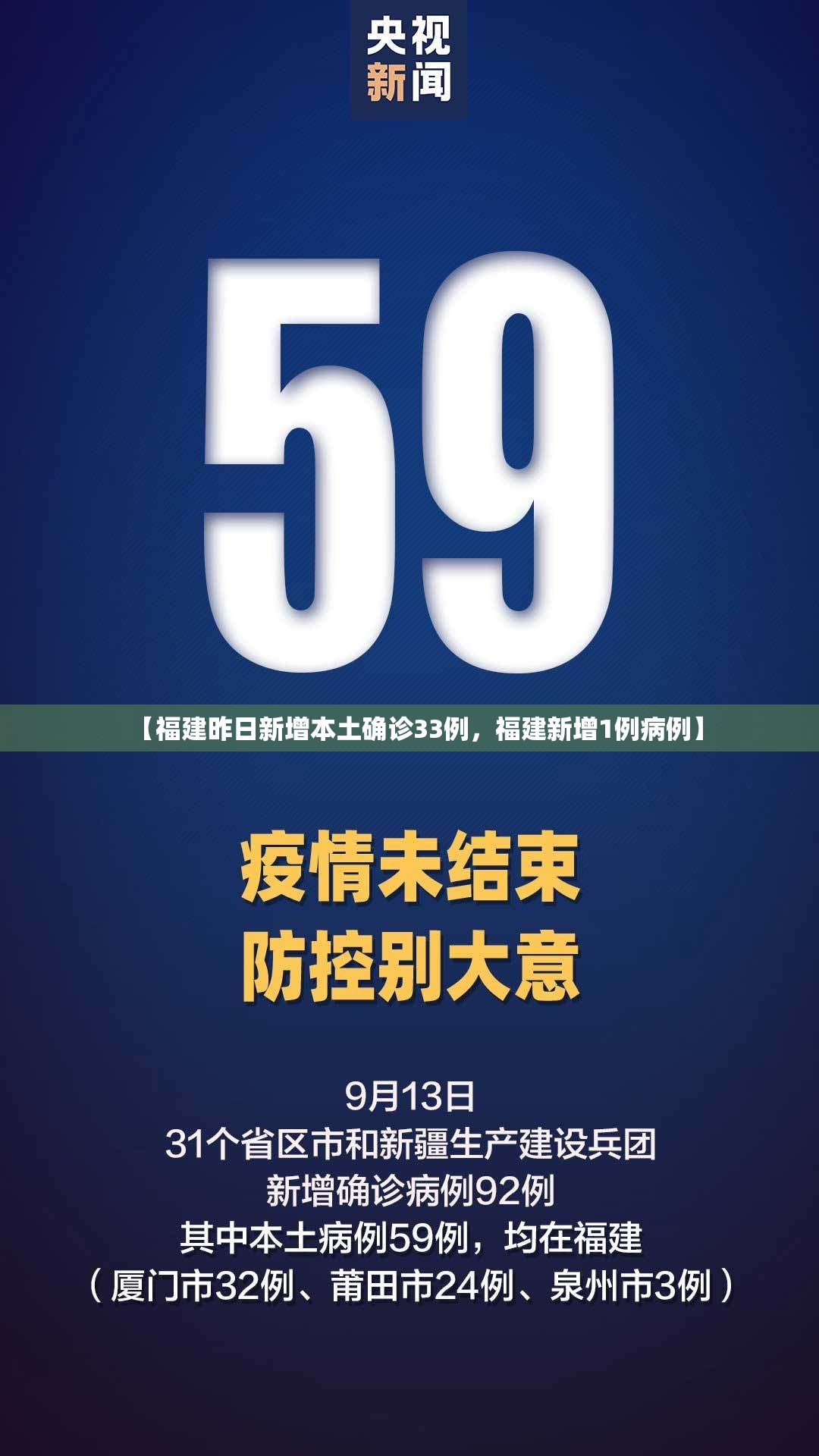 【福建昨日新增本土确诊33例，福建新增1例病例】
