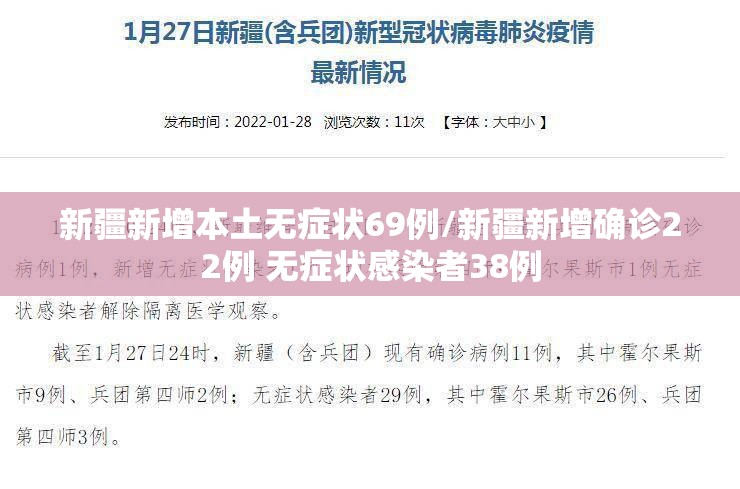 新疆新增本土无症状69例/新疆新增确诊22例 无症状感染者38例 新疆新增本土无症状69例/新疆新增确诊22例 无症状感染者38例